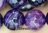 CAA5596 15 inches 10mm faceted round AB-color banded agate beads