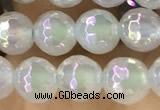 CAA5620 15 inches 6mm faceted round AB-color white agate beads