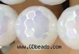 CAA5623 15 inches 12mm faceted round AB-color white agate beads