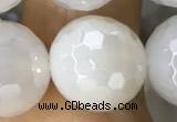 CAA5628 15 inches 12mm faceted round AB-color white agate beads