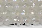 CAA5630 15 inches 6mm faceted round AB-color white agate beads