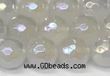 CAA5631 15 inches 8mm faceted round AB-color white agate beads