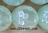 CAA5638 15 inches 12mm faceted round AB-color green agate beads