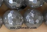 CAA5642 15 inches 10mm faceted round AB-color grey agate beads