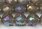 CAA5646 15 inches 8mm faceted round AB-color grey agate beads