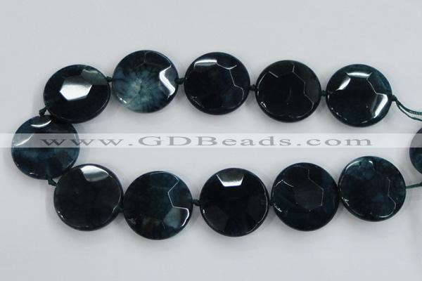 CAA565 15.5 inches 35mm faceted flat round dragon veins agate beads