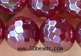 CAA5662 15 inches 10mm faceted round AB-color red agate beads