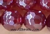 CAA5663 15 inches 12mm faceted round AB-color red agate beads