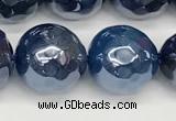 CAA5677 15 inches 10mm faceted round AB-color blue agate beads