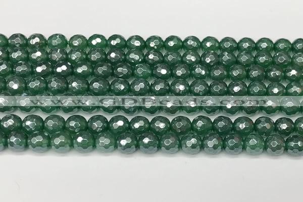 CAA5685 15 inches 6mm faceted round AB-color green agate beads