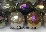 CAA5692 15 inches 10mm faceted round AB-color Indian agate beads