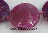 CAA570 15.5 inches 35mm faceted flat round dragon veins agate beads