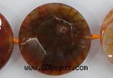 CAA571 15.5 inches 35mm faceted flat round dragon veins agate beads