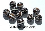 CAA5712 10mm round tibetan agate dzi beads wholesale