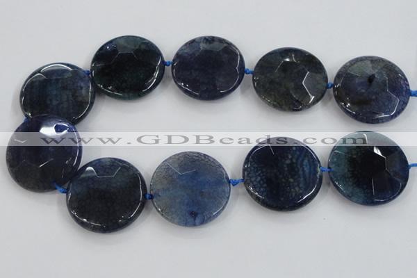 CAA573 15.5 inches 40mm faceted flat round dragon veins agate beads