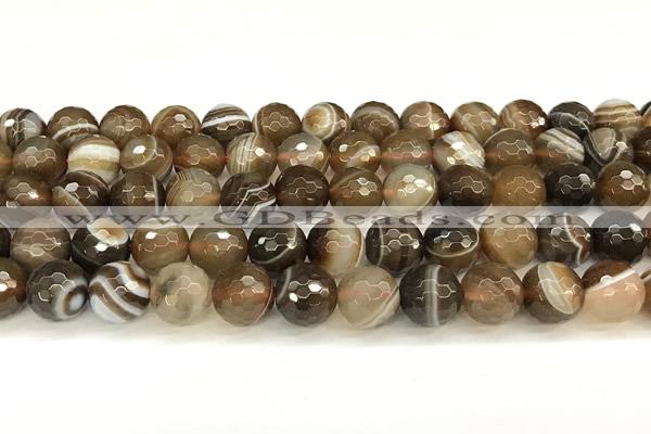 CAA5736 15 inches 8mm faceted round banded agate beads