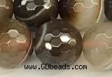 CAA5738 15 inches 12mm faceted round banded agate beads