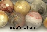 CAA5762 15 inches 10mm faceted round yellow crazy lace agate beads