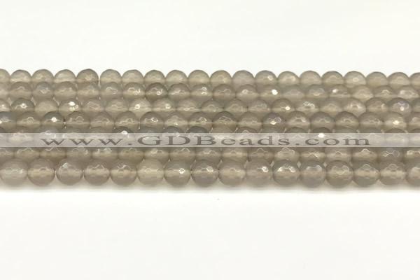 CAA5785 15 inches 6mm faceted round grey agate beads