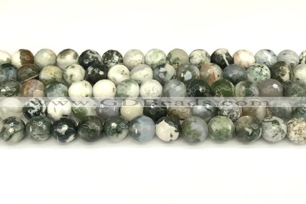 CAA5801 15 inches 8mm faceted round tree agate beads