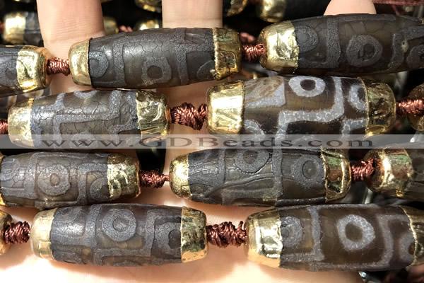 CAA5863 14*38mm - 16*43mm rice tibetan agate dzi beads