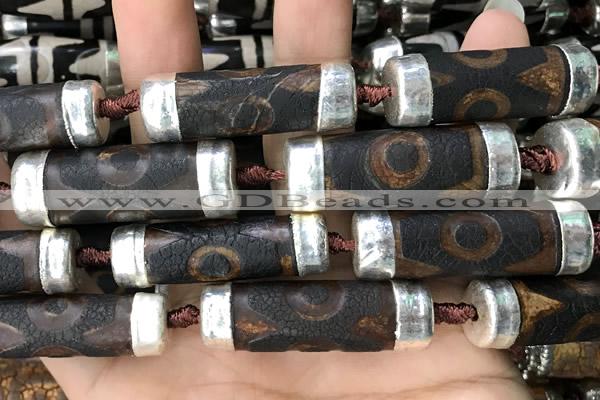 CAA5874 12*35mm - 14*40mm tube tibetan agate dzi beads