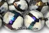 CAA5934 8mm, 10mm & 12mm faceted round AB-color tibetan agate beads