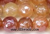 CAA5970 15 inches 8mm faceted round AB-color line agate beads