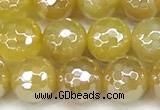 CAA5987 15 inches 6mm faceted round AB-color line agate beads