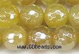 CAA5988 15 inches 8mm faceted round AB-color line agate beads