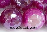 CAA5998 15 inches 12mm faceted round AB-color line agate beads