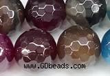 CAA6011 15 inches 10mm faceted round AB-color line agate beads