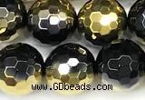 CAA6026 15 inches 10mm faceted round electroplated agate beads