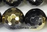 CAA6027 15 inches 12mm faceted round electroplated agate beads