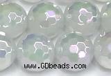 CAA6036 15 inches 10mm faceted round AB-color white agate beads