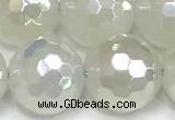 CAA6037 15 inches 12mm faceted round AB-color white agate beads