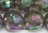 CAA6045 15 inches 12mm faceted round AB-color grey agate beads