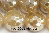 CAA6053 15 inches 12mm faceted round AB-color yellow agate beads