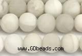 CAA6076 15 inches 6mm round matte white crazy lace agate beads