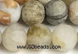 CAA6082 15 inches 8mm round matte bamboo leaf agate beads