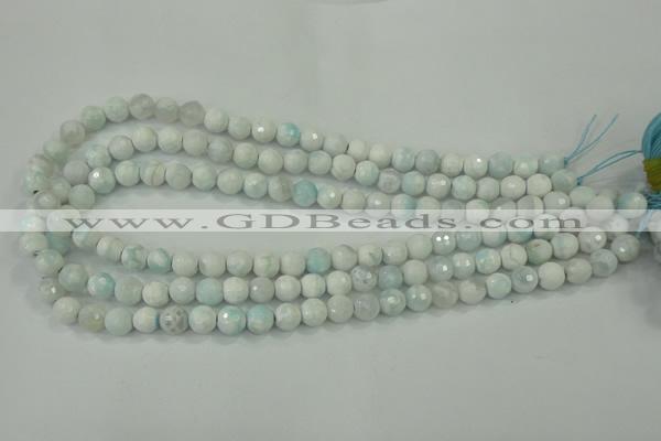 CAA710 15.5 inches 8mm faceted round fire crackle agate beads