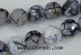 CAA717 15.5 inches 12mm faceted round fire crackle agate beads