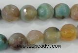 CAA719 15.5 inches 12mm faceted round fire crackle agate beads