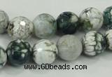 CAA720 15.5 inches 12mm faceted round fire crackle agate beads