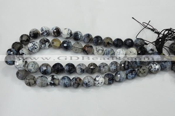 CAA721 15.5 inches 14mm faceted round fire crackle agate beads