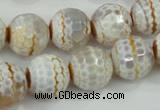 CAA724 15.5 inches 14mm faceted round fire crackle agate beads