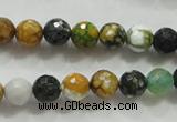 CAA791 15.5 inches 8mm faceted round fire crackle agate beads