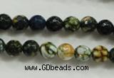 CAA792 15.5 inches 8mm faceted round fire crackle agate beads