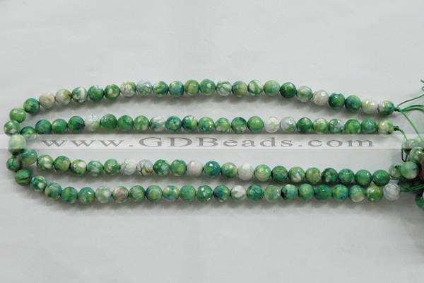 CAA793 15.5 inches 8mm faceted round fire crackle agate beads