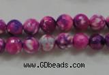 CAA795 15.5 inches 8mm faceted round fire crackle agate beads